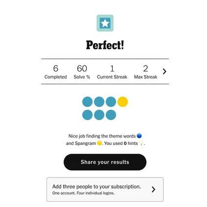 Strands congrats screen