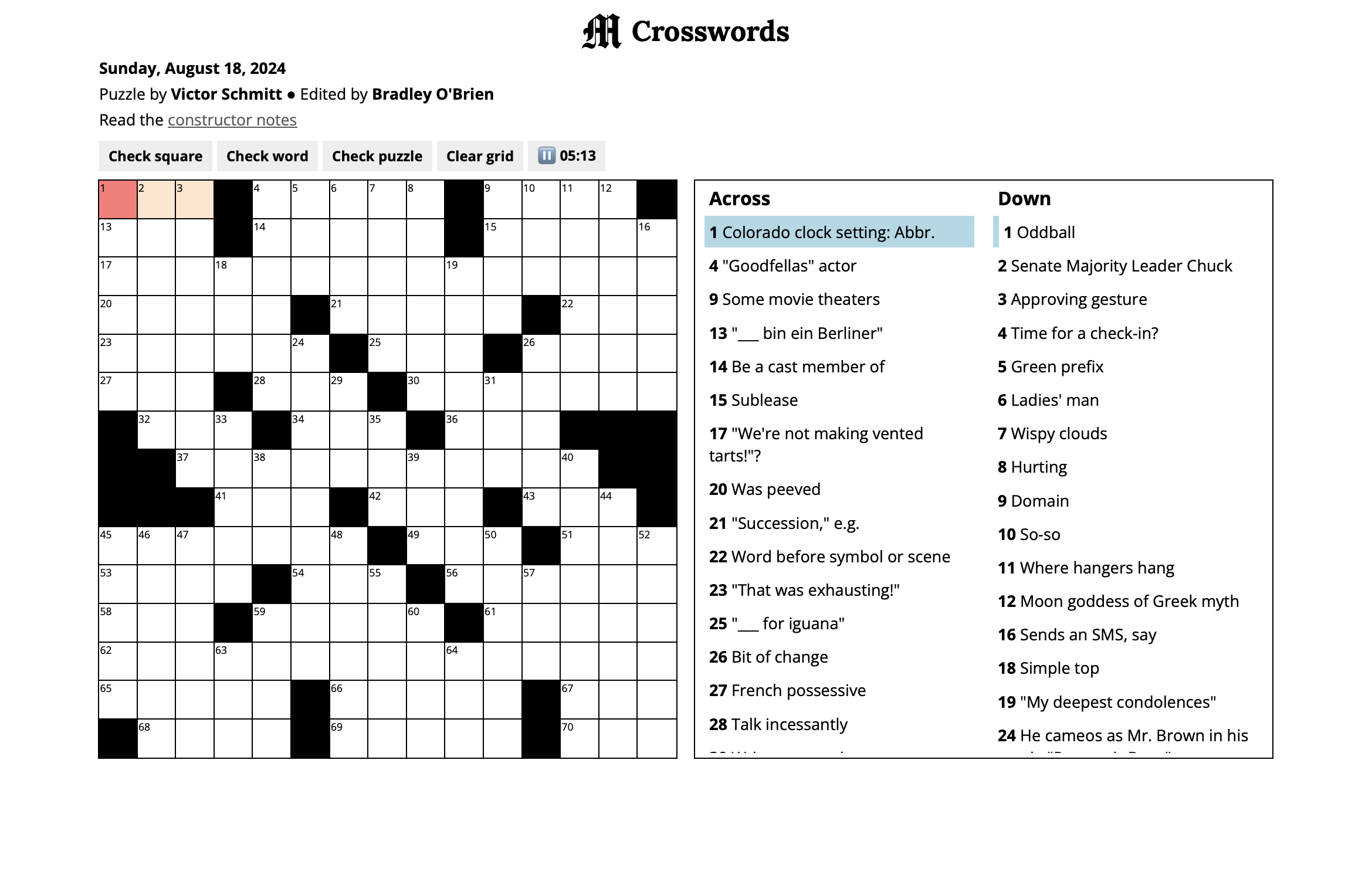 The Michigan Daily Crosswords
