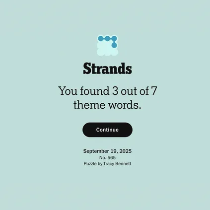 Strands welcome screen
